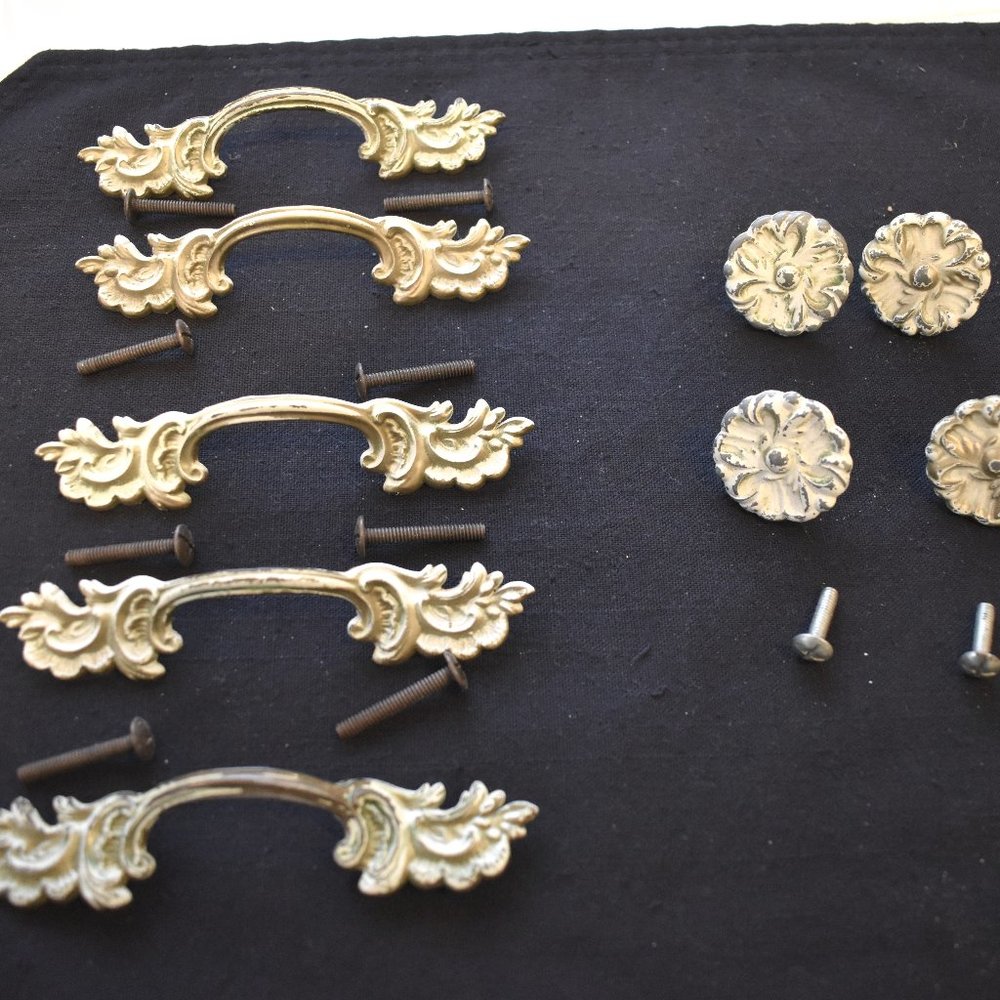 Antique French Creme Drawer Handles and Pulls-Shabby Chic